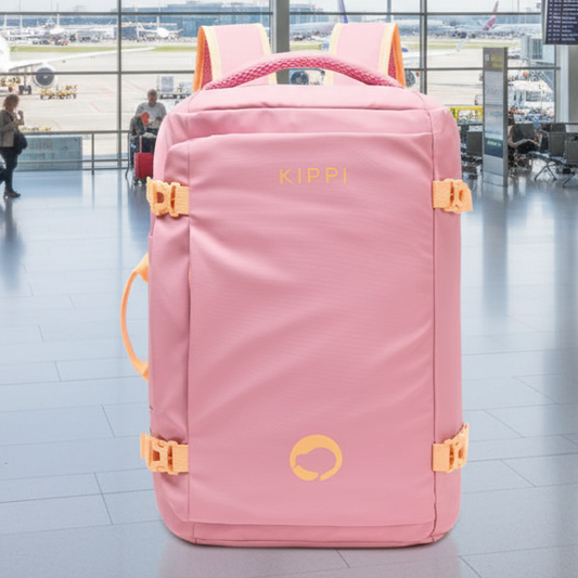 Mochila de Viaje Viral Cabina 45L. Kippi Rosada. Resistente al Agua