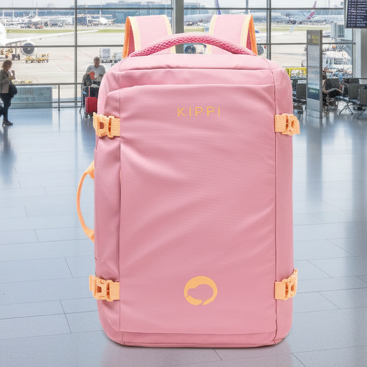 Mochila de Viaje Viral Cabina 45L. Kippi Rosada. Resistente al Agua