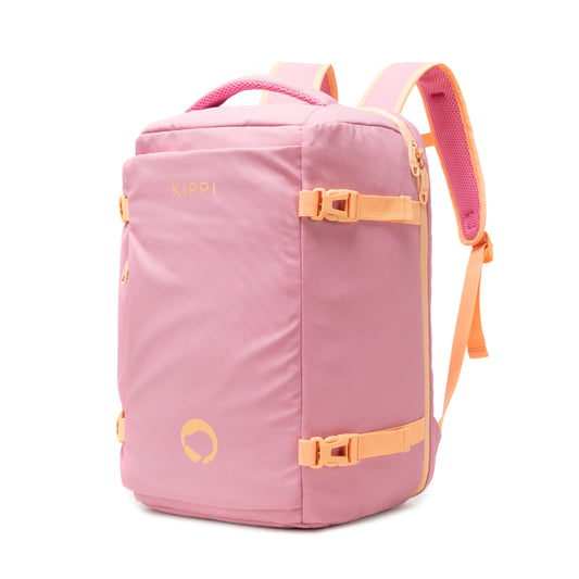 Combo 2 Mochila Viaje (Cabina Avión): 1 Mochila 40L Negro + Mochila de Viaje Viral Cabina 45L. Kippi Rosada. Resistente al Agua