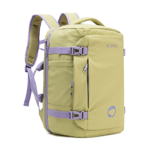 Combo 2 Mochila de Viaje Cabina: 1 Mochila . Resistente al Agua. 45 L Kippi Negro + Mochila de Viaje Viral Cabina 45 L. Resistente al Agua. Kippi Pistacho