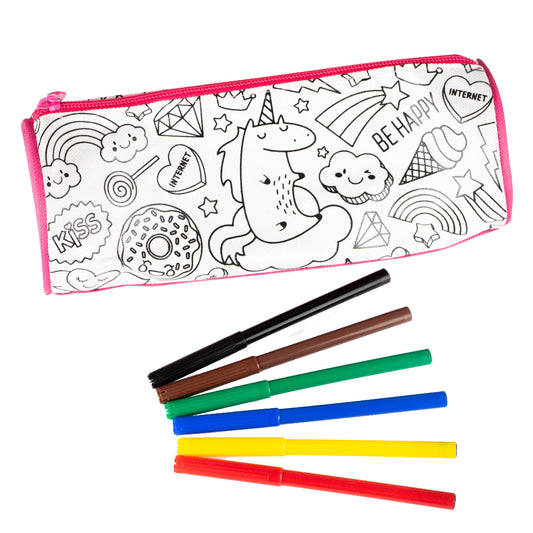 Estuche Rosado de Tela Para Colorear