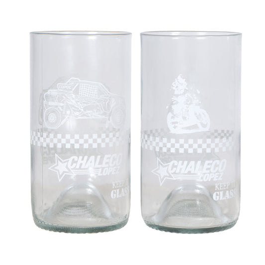 Set de 2 Vasos de Vidrio Reciclado Chaleco López