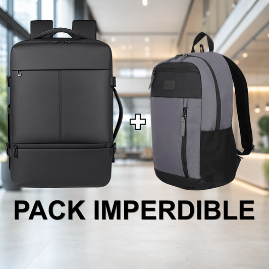 Combo Mochila T90 de Viaje 38L Resistente al Agua + Mochila 26L Carbon Grey Stanford Saxoline