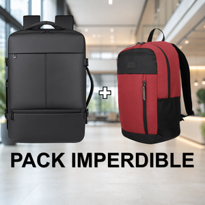 Combo Mochila T90 Viaje Viral 38L Resistente al Agua + Mochila 26L Stanford Burdeo Saxoline