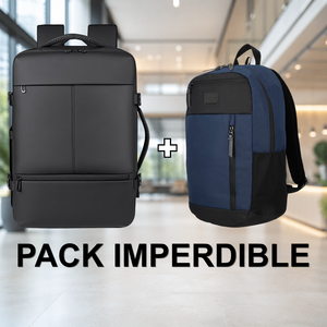Combo Mochila T90 de Viaje Viral 38L Resistente al Agua + Mochila 26L Stanford Azul Saxoline