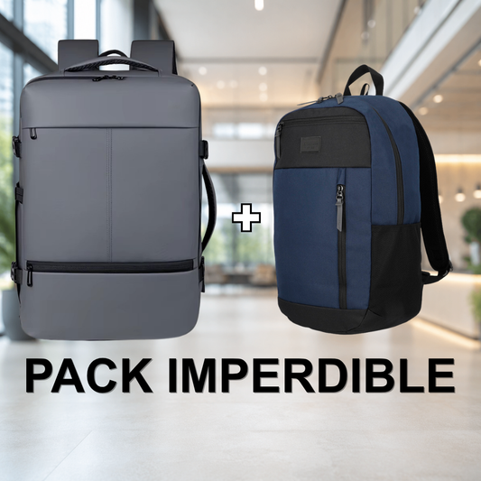 Combo Mochila T90 de Viaje Viral 38L Resistente al Agua + Mochila 26L Stanford Azul Saxoline