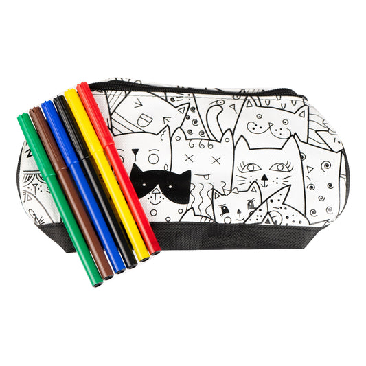 Combo Mochila Infantil 15" Moana + Estuche Negro de Tela Para Colorear