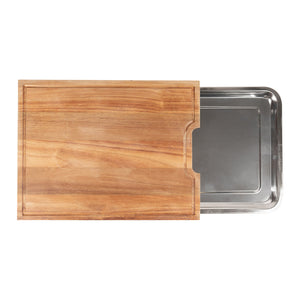 Combo Tabla de Asado Acacia 41,5 x 32 cm + 2 Copas Vino 440 ml