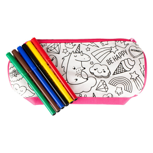 Estuche Rosado de Tela Para Colorear