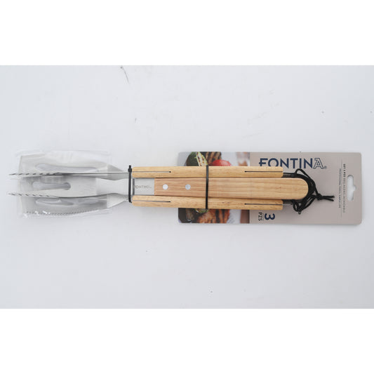 Set 3 Piezas Acero Mango Madera 39 cm Fontina