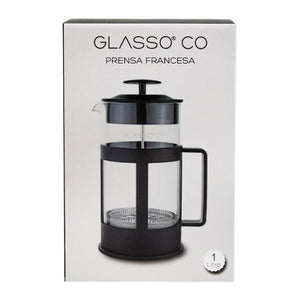 Prensa Francesa Glasso 1 Litro + 4 Tazas Térmicas Doble Pared 270 Ml