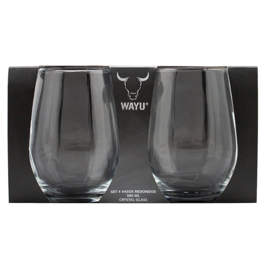 Set 4 Vasos Redondos Vidrio Wayu
