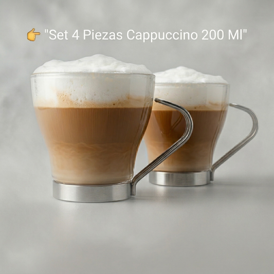 Combo 8 Tazas Cappuccino Allegra 200 ml Asa Metálica