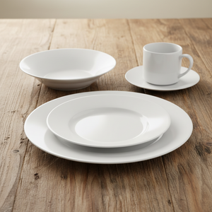 Juego 30 Piezas Vajilla Porcelana Blanca Petra Hallen