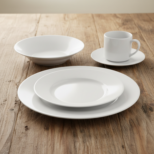 Juego 30 Piezas Vajilla Porcelana Blanca Petra Hallen