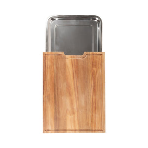 Combo Tabla de Asado Acacia 41,5 x 32 cm + 2 Copas Vino 440 ml