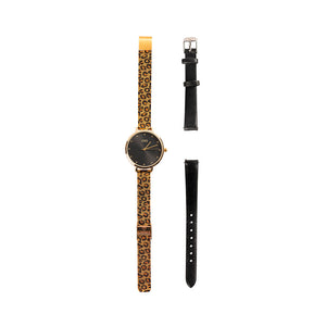 Reloj Dorado Animal Print / Black (2 correas)