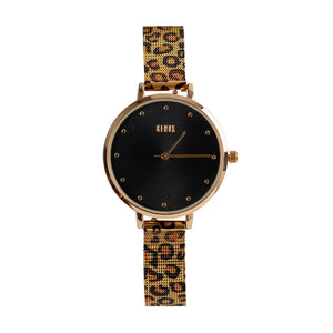 Reloj Dorado Animal Print / Black (2 correas)