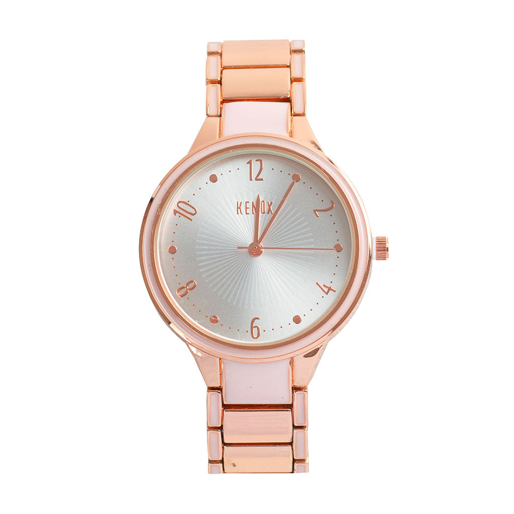 Reloj Metal Dorado Rosa