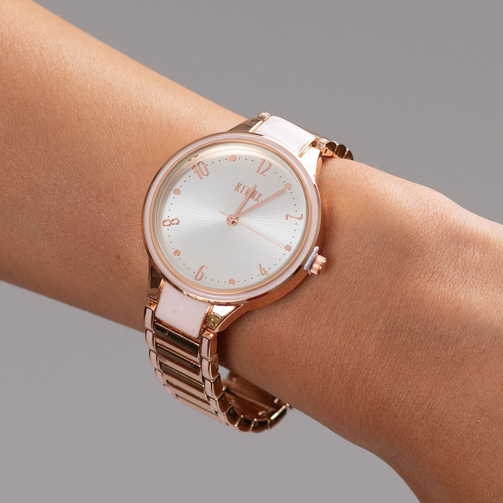 Reloj Metal Dorado Rosa