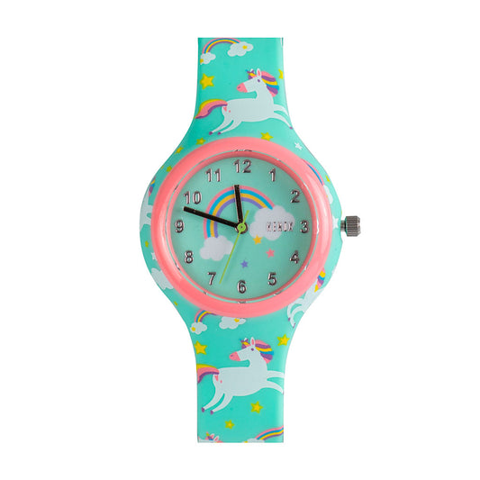 Reloj niños unicornios celeste