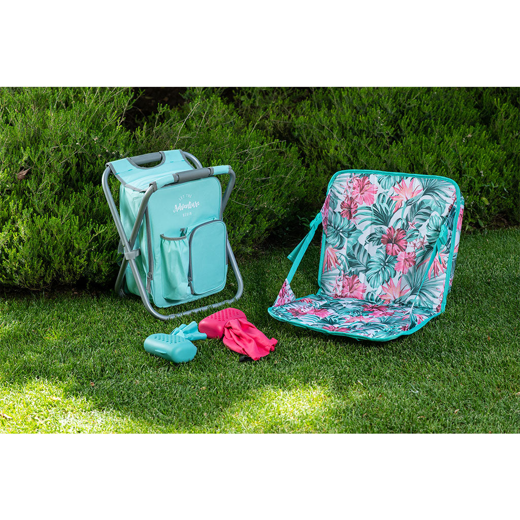 Silla / Bolso De Playa Con Cooler Flores