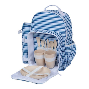 Mochila cooler set picnic azul