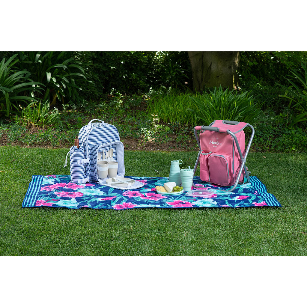 Mochila cooler set picnic azul