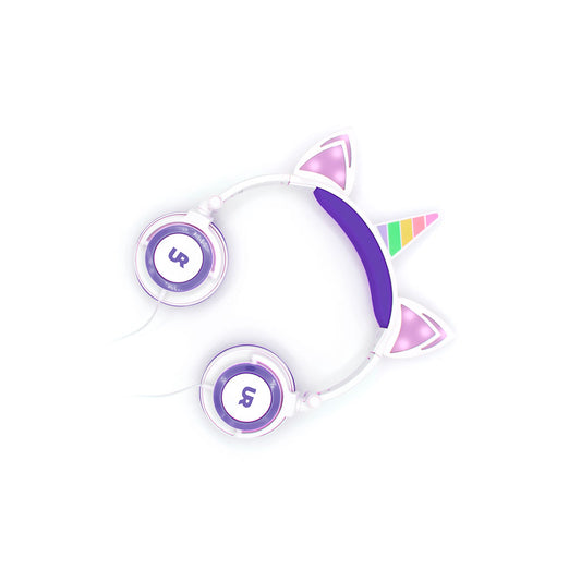 Audífono Infantil Luces Unicornio Morado