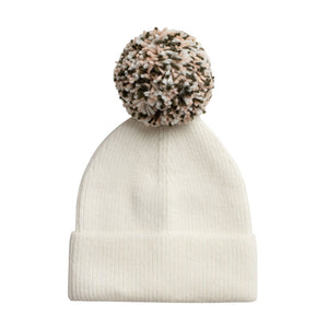 Combo Gorros de Punto Unisex Verde y Blanco con Pompones Intercambiables