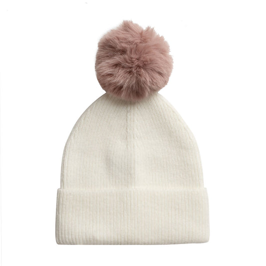 Combo Gorros de Punto Unisex Verde y Blanco con Pompones Intercambiables