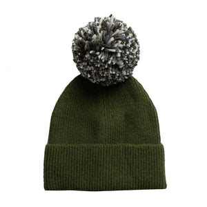 Combo Pantufla Caña Alta 35-36 Llaima + Gorro Verde 2 Pompones Intercambiables