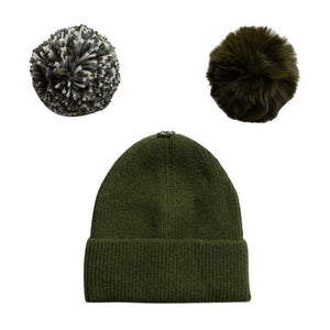 Gorro de punto Verde con Pompón Intercambiable