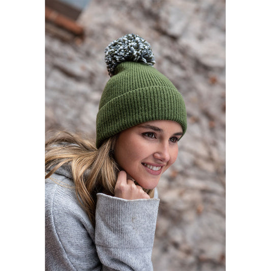 Gorro de punto Verde con Pompón Intercambiable