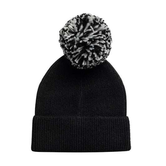 Gorro de punto Negro con Pompón Intercambiable