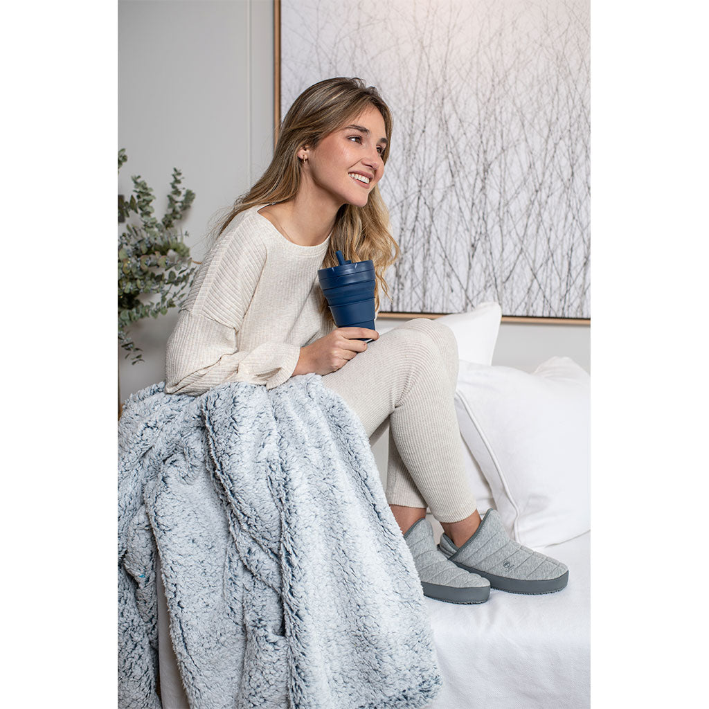 Manta Sherpa Grande Blanco/Gris