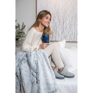 Manta Sherpa Grande Blanco/Gris