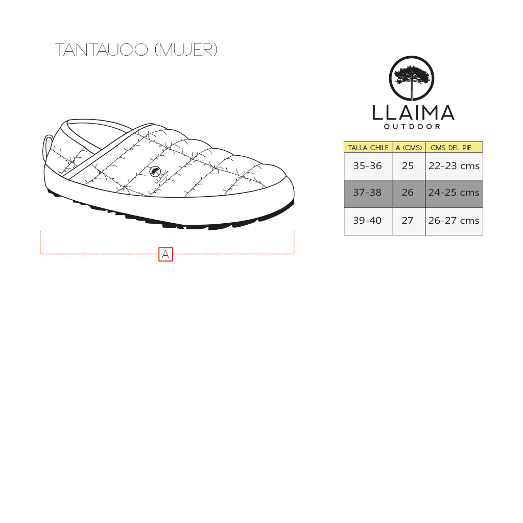 Pantufla Llaima Outdoor Acolchada Mujer Celeste