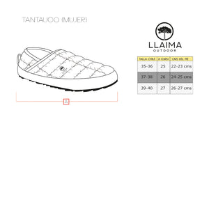 Pantufla Llaima Outdoor Acolchada Mujer Celeste