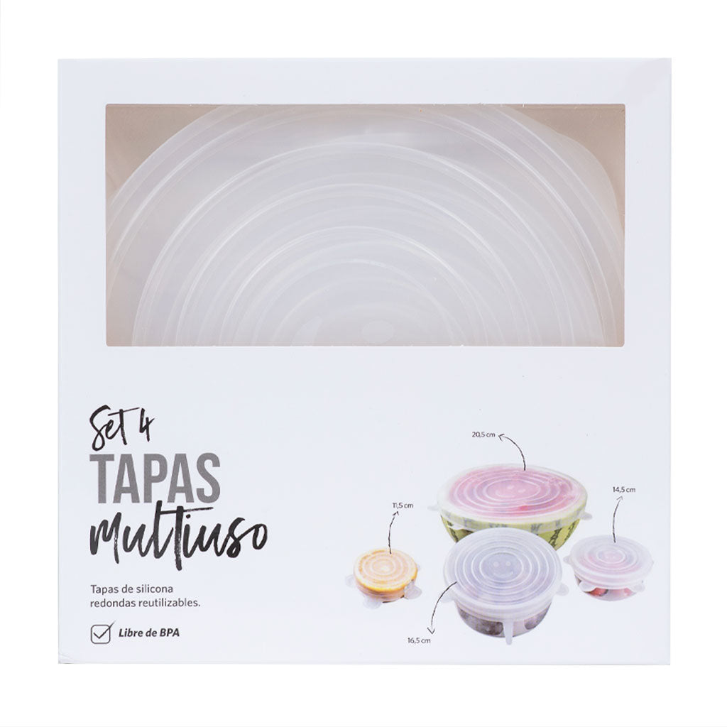 Set 4 Tapas Silicona Redondo