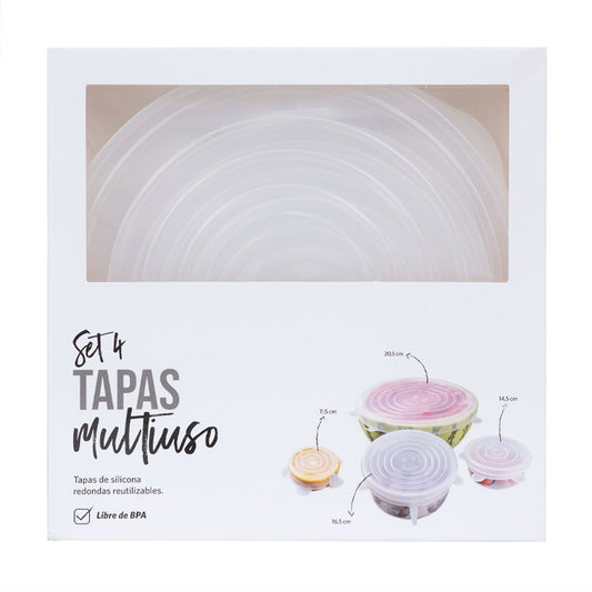 Set 4 Tapas Silicona Redondo