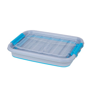 Caja Silicona Plegable Ruedas 30L Celeste