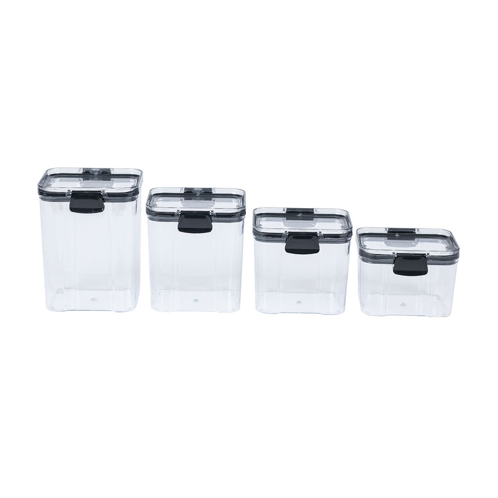 Set 4 Canister Herméticos Clip Negro