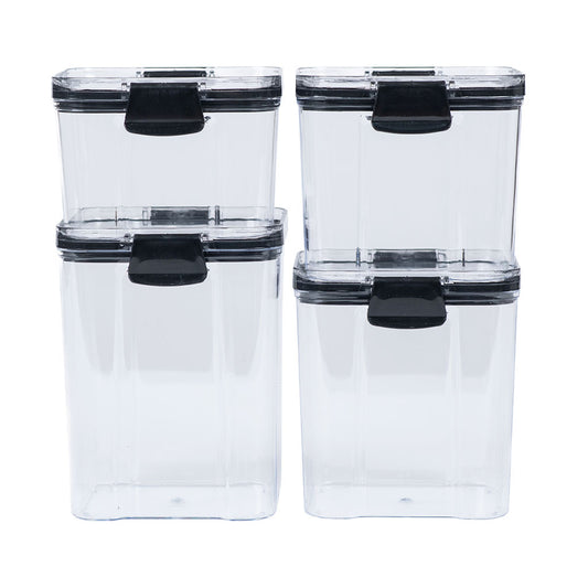 Set 4 Canister Herméticos Clip Negro