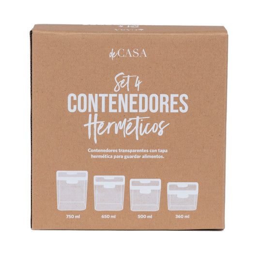 Set 4 Canister Herméticos Clip Negro