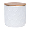 Frasco cerámica tapa bambú 12.6x12.3cm blanco