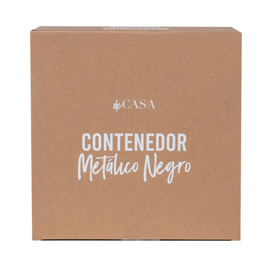 Frasco Metal Tapa Bambú 21.5X10Cm Negro