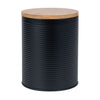 Frasco metal tapa bambú 14.5x18cm negro