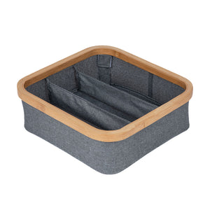 Canasto Plegable Lino/Bambú 3 Div Gris