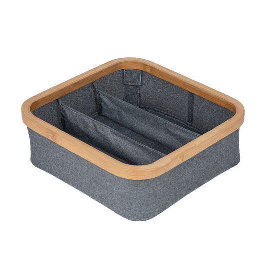 Canasto Plegable Lino/Bambú 3 Div Gris